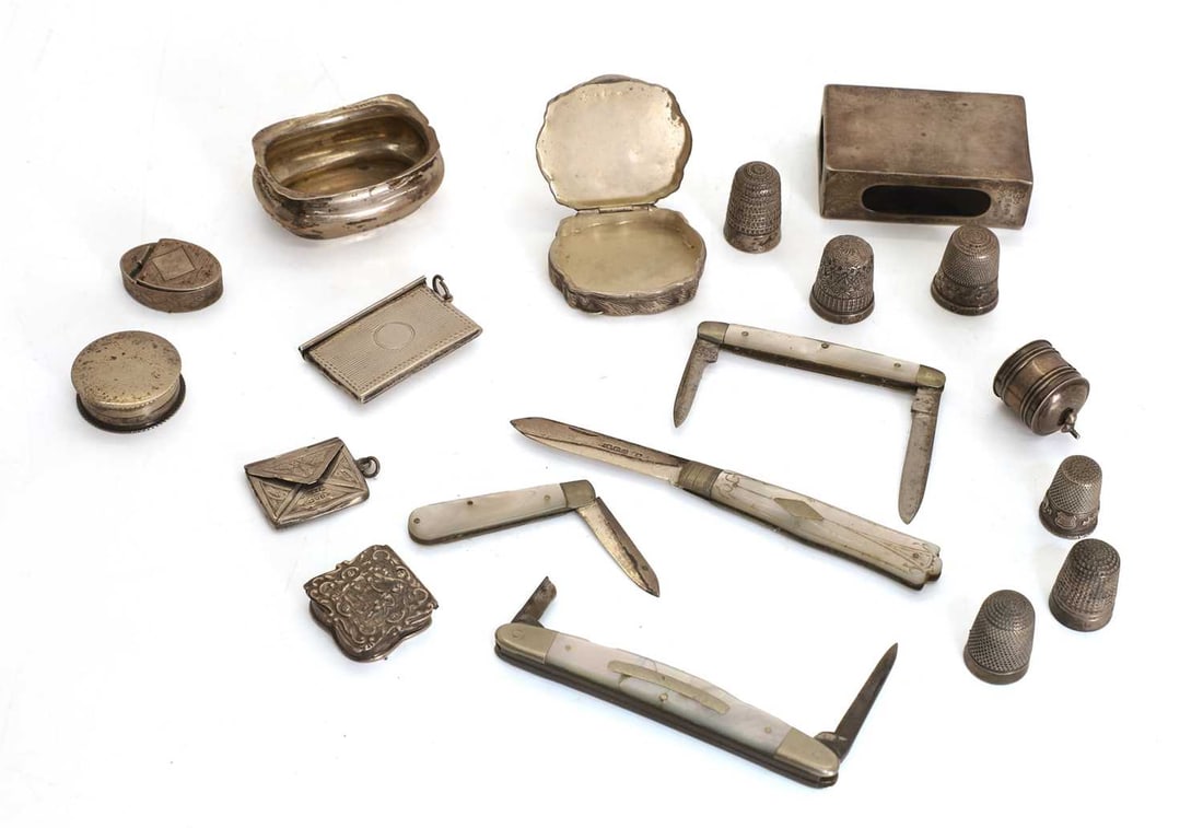A collection of silver miniature items, - 2