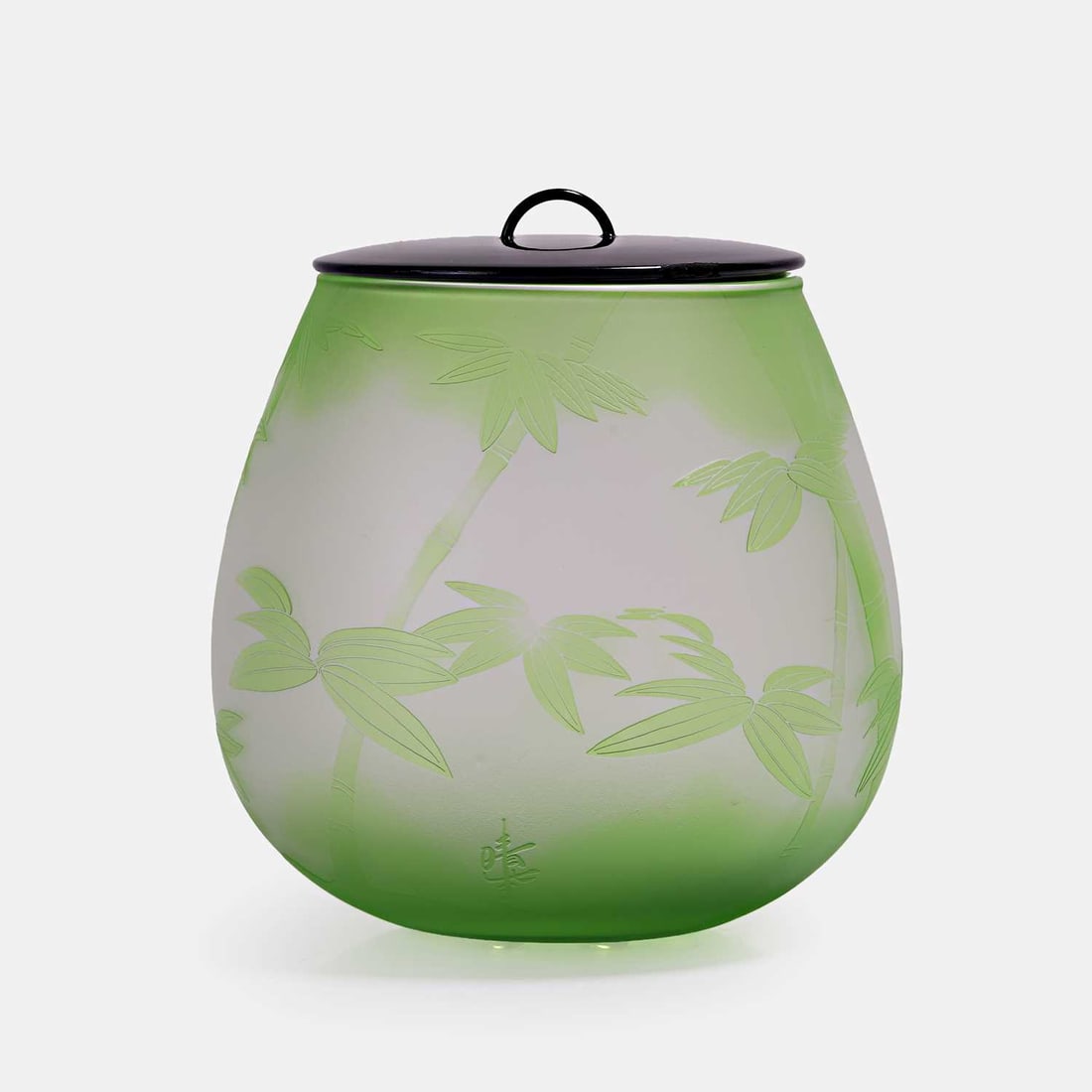 A Japanese glass mizusashi and cover, 20th century, - 2