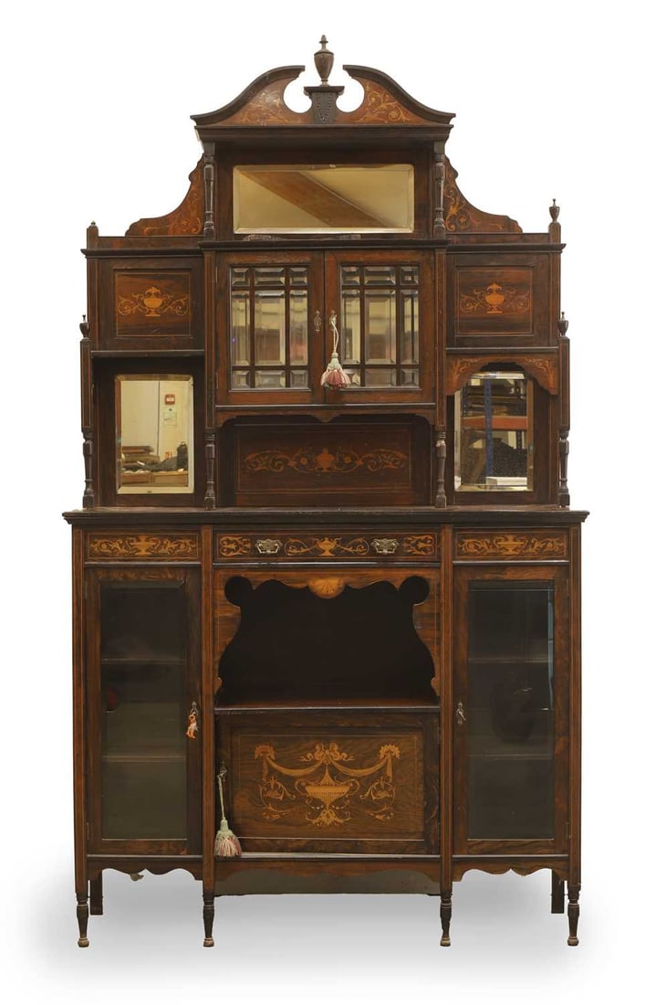 An Edwardian inlaid rosewood sideboard, early 20th century, (1 of 3)