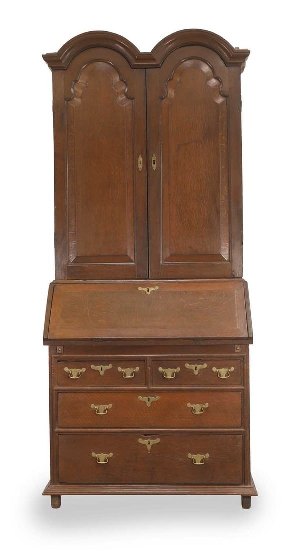An oak double top bureau bookcase, early 18th century, (1 of 3)