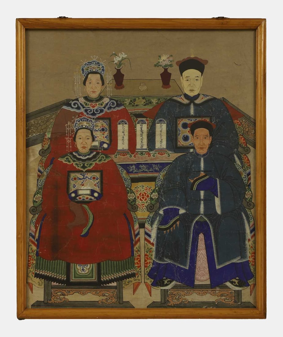 A large Chinese ancestor portrait painting, early 20th century,