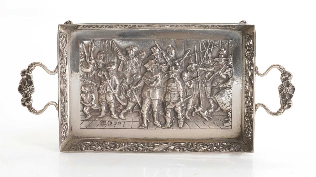 A silver twin handled dish, Dutch, possibly Zwolle, - 2