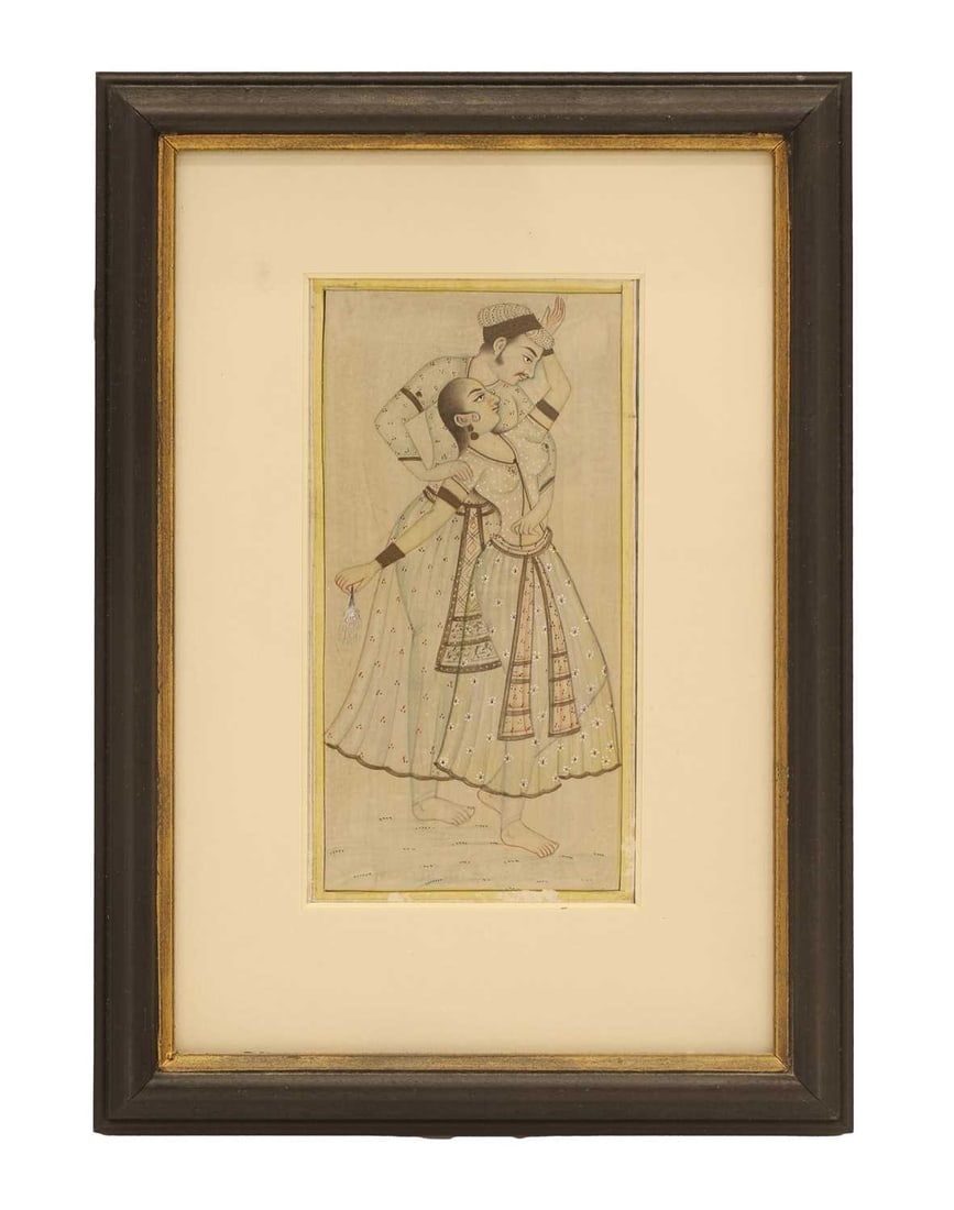 An Indian drawing of an couple, 20th century, Northern India, Rajasthan, (1 of 1)