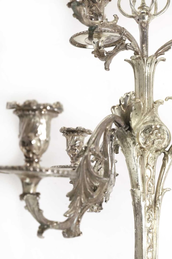A silver-plated and white metal candelabra, - 3