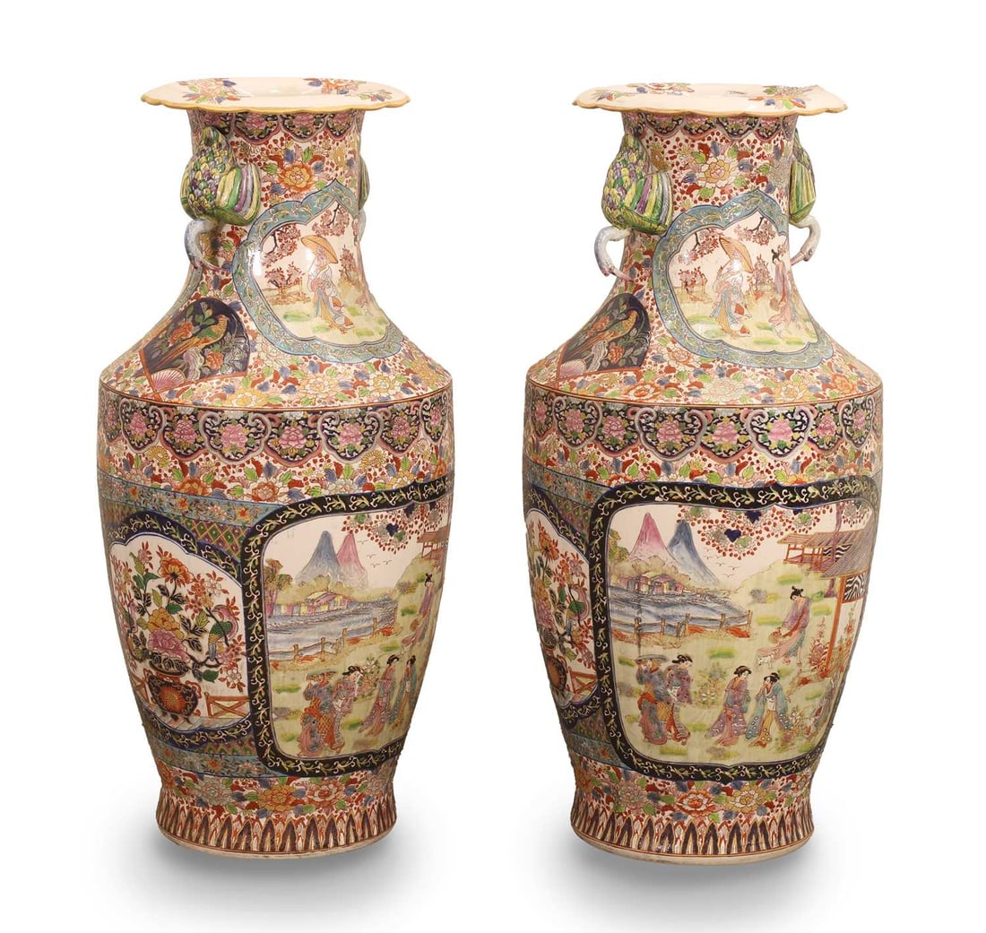 A pair of large porcelain baluster vases, 20th century, Chinese, - 2