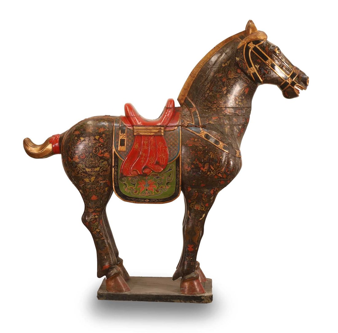 A large lacquered-wooden horse, 20th century, Chinese, - 2