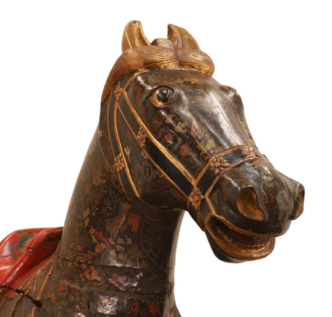 A large lacquered-wooden horse, 20th century, Chinese, - 3