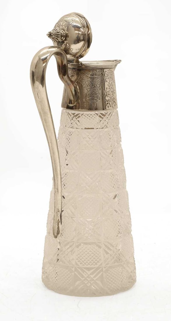 A silver mounted cut glass claret jug, by Atkin Brothers, Sheffield, circa 1900, - 2