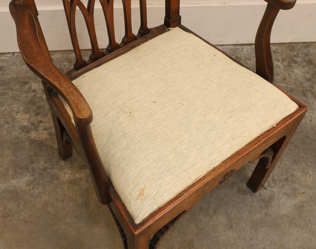 A George III gothic walnut armchair, third quarter of the 18th century, - 2