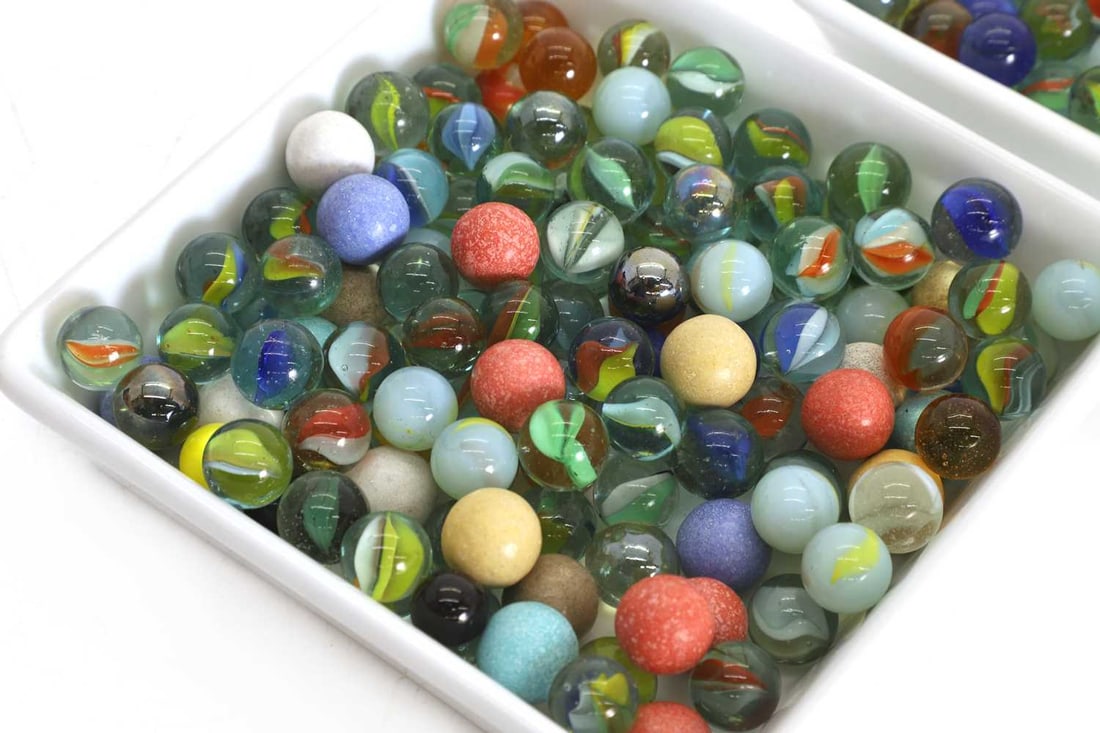 A collection of glass marbles, 20th century, - 2