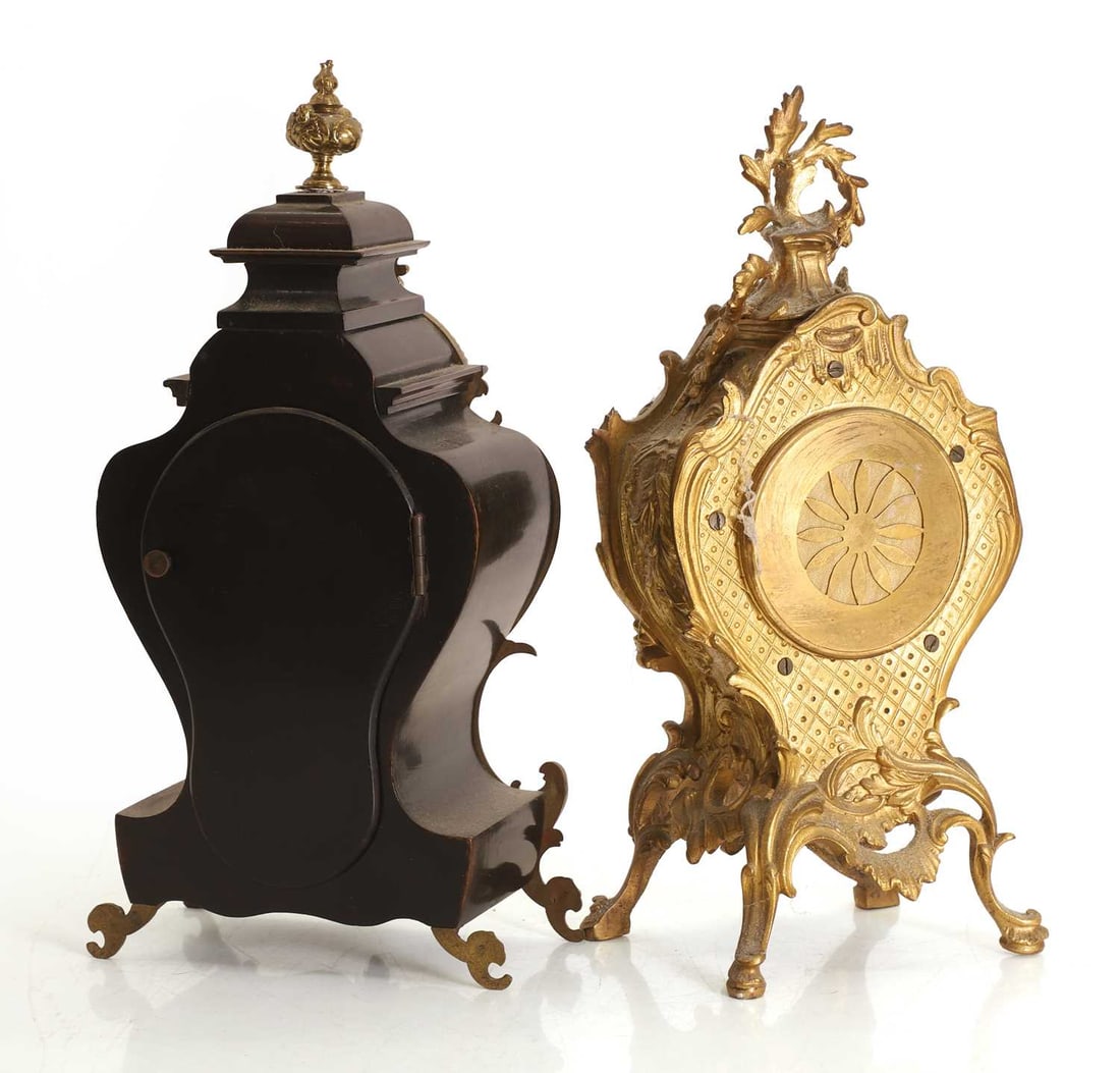 Two French Louis XV style mantel clocks, late 19th century, - 2