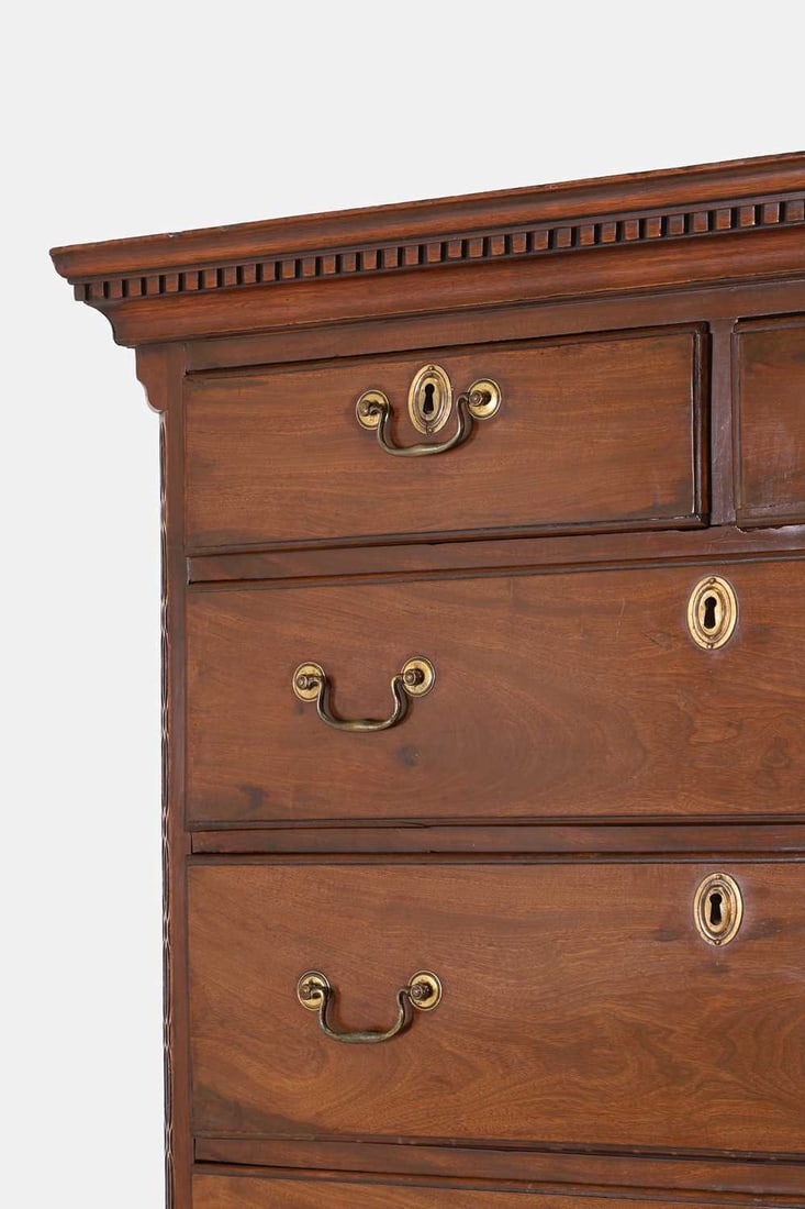 A George III mahogany chest on chest, c.1780, - 2