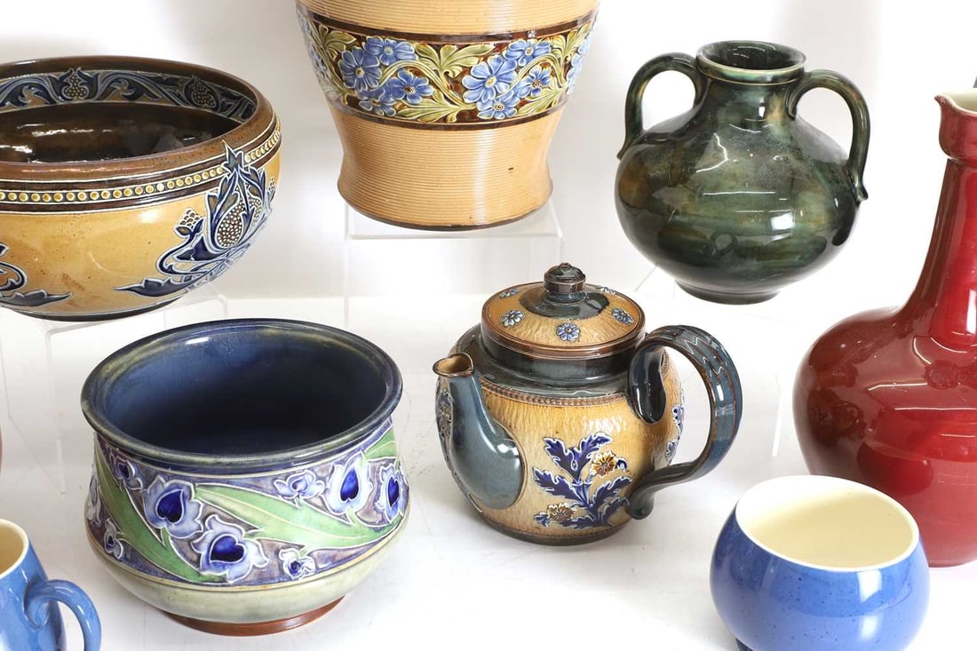 A collection of Doulton Lambeth and Royal Doulton stoneware items, circa 1900 and later, - 2