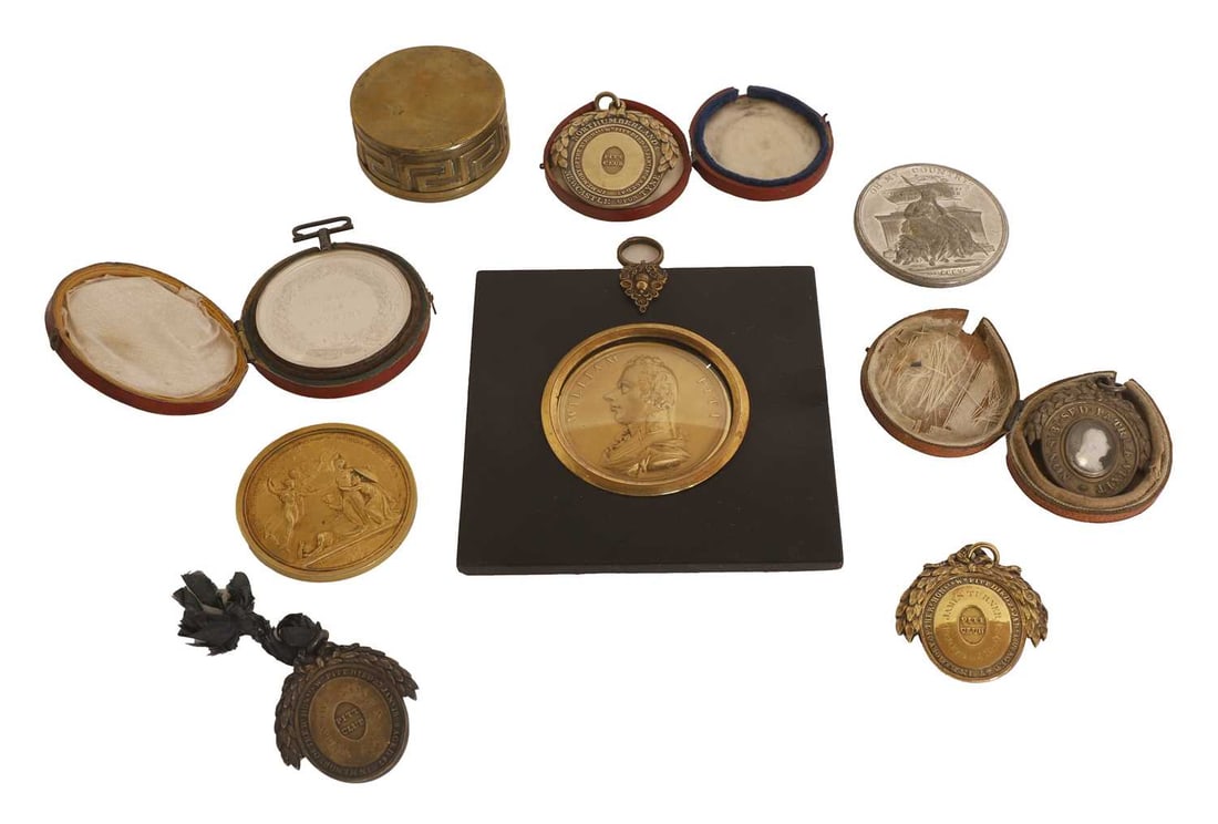 Five silver and gilt metal Pitt Club badges, 19th century and later, - 2