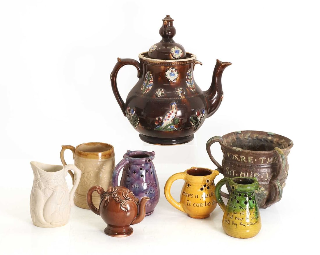 A Bargeware teapot, late 19th century, - 2