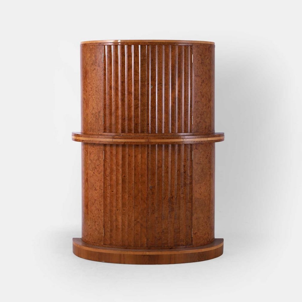 Epstein, an Art Deco burr maple cocktail cabinet, (1 of 2)
