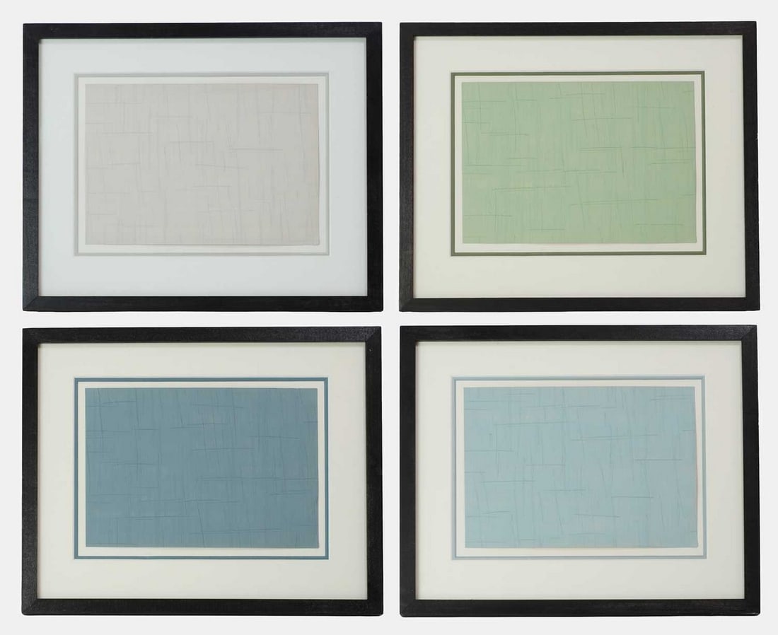 Hans Fischli (Swiss, 1909-1989), a group of four 'Bauhaus 32' wallpaper designs, (1 of 9)
