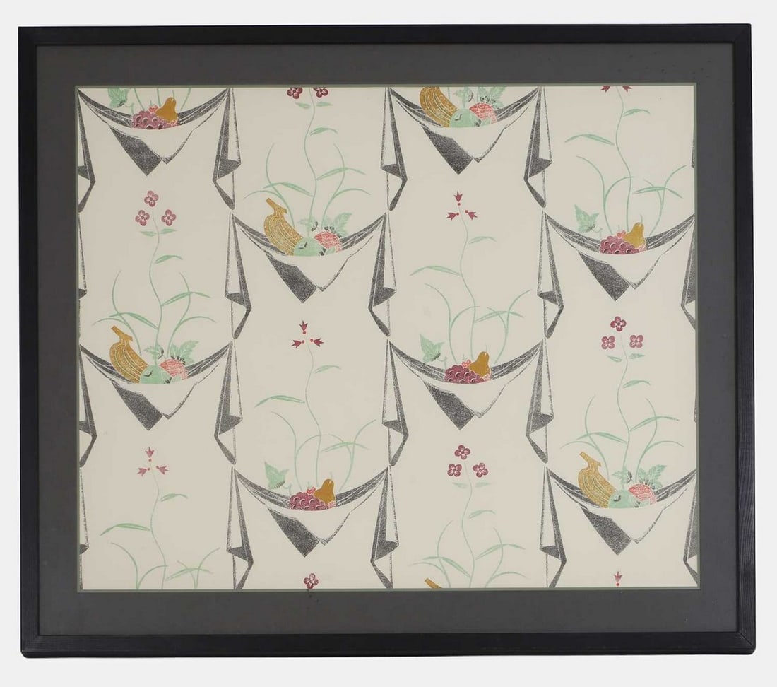 Edward Bawden RA (British, 1903-1989), 'Napkins and Fruit' wallpaper, (1 of 2)