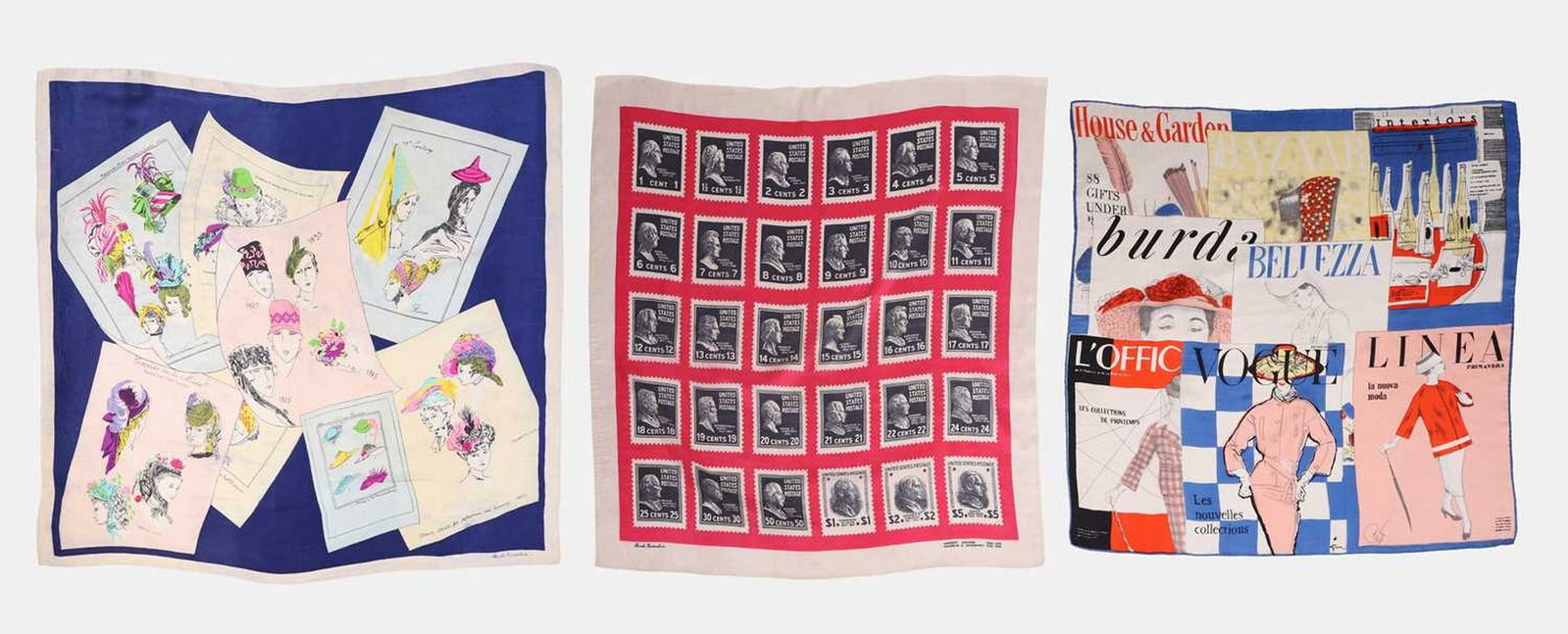 Brooke Cadwallader (American, 1908-1994), two silk scarves, (1 of 4)