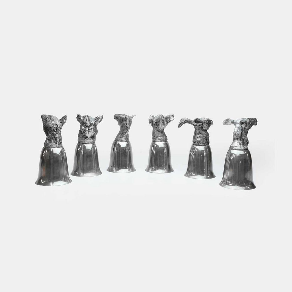 Mauro Manetti (Italian, b.1946), a set of six silver-plated stirrup cups, (1 of 2)