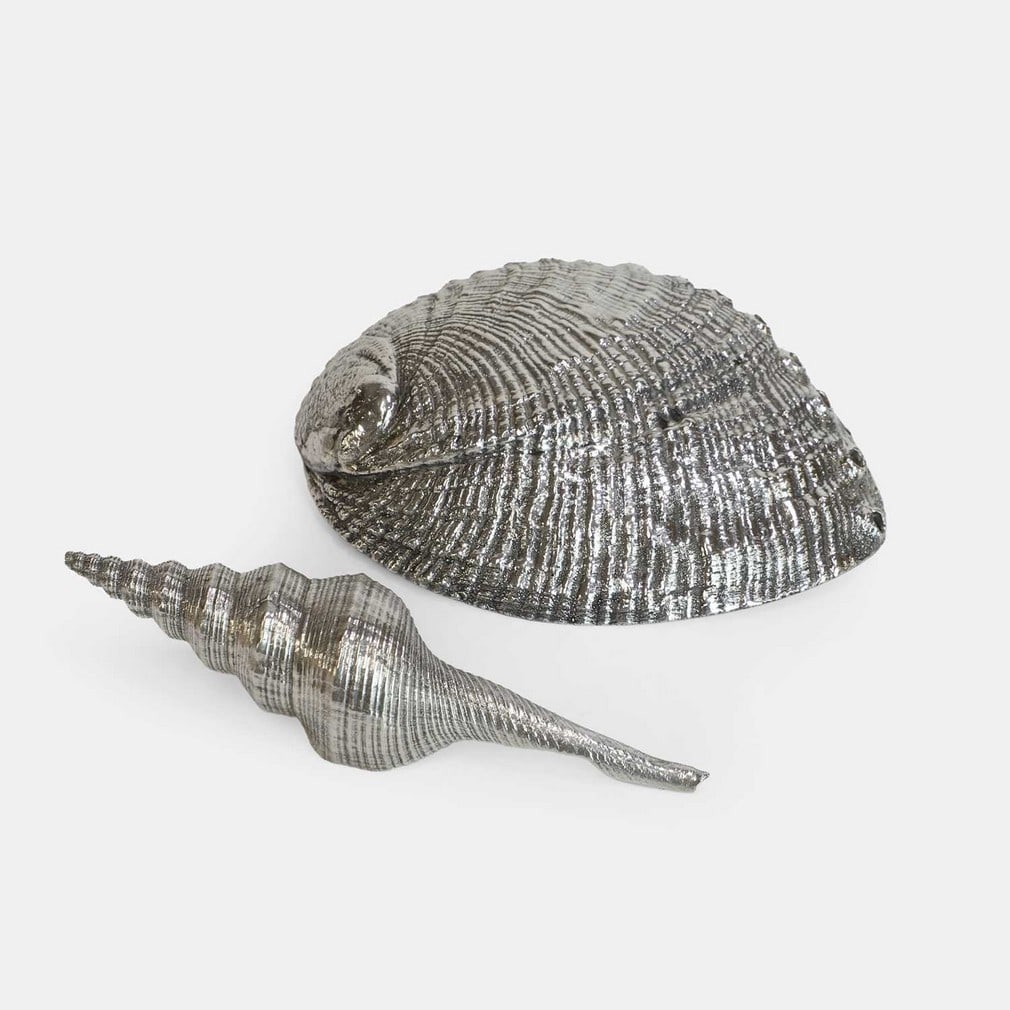 Federico Buccellati, two silver-coated shells, (1 of 2)