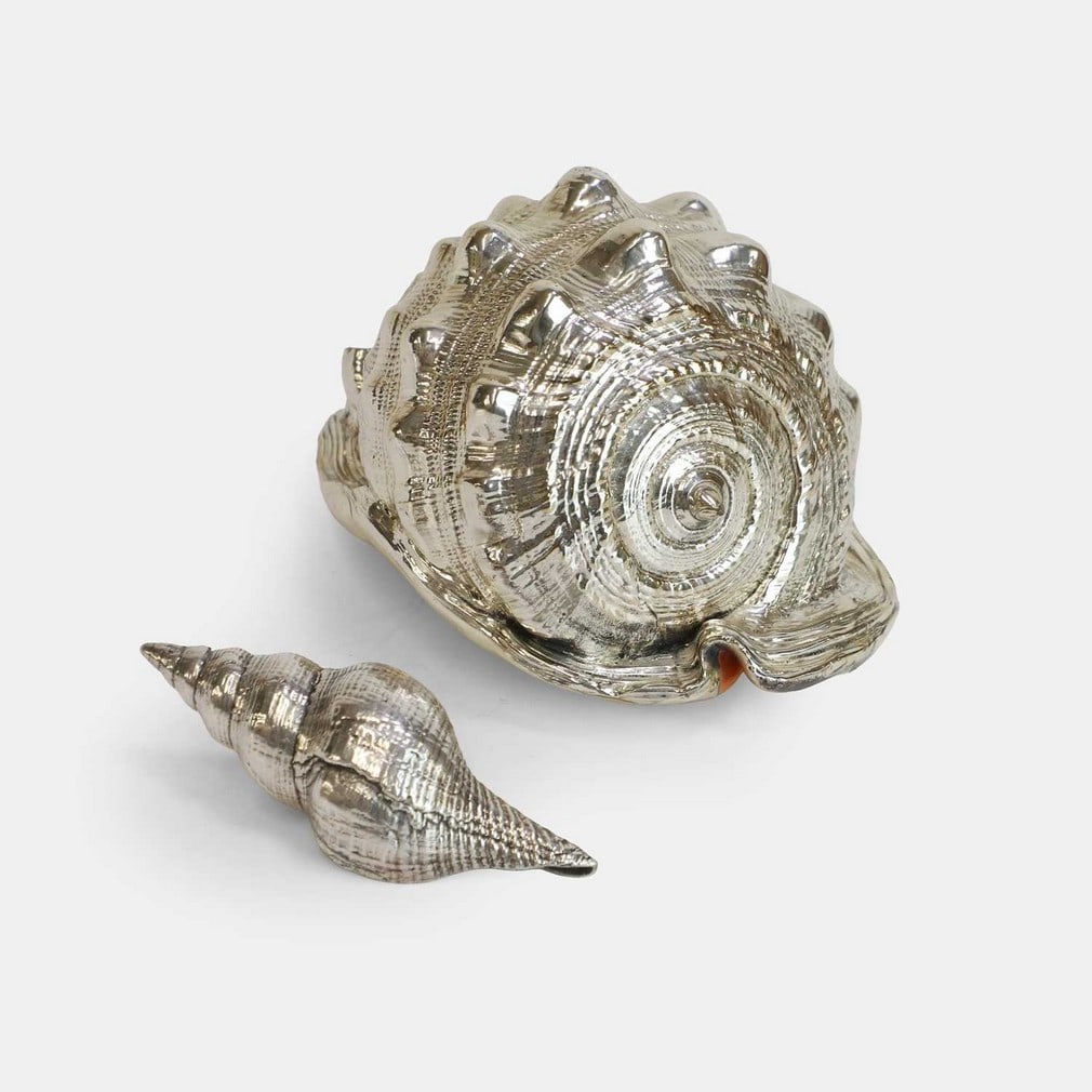 Mario Buccellati, two silver-coated shells, (1 of 2)
