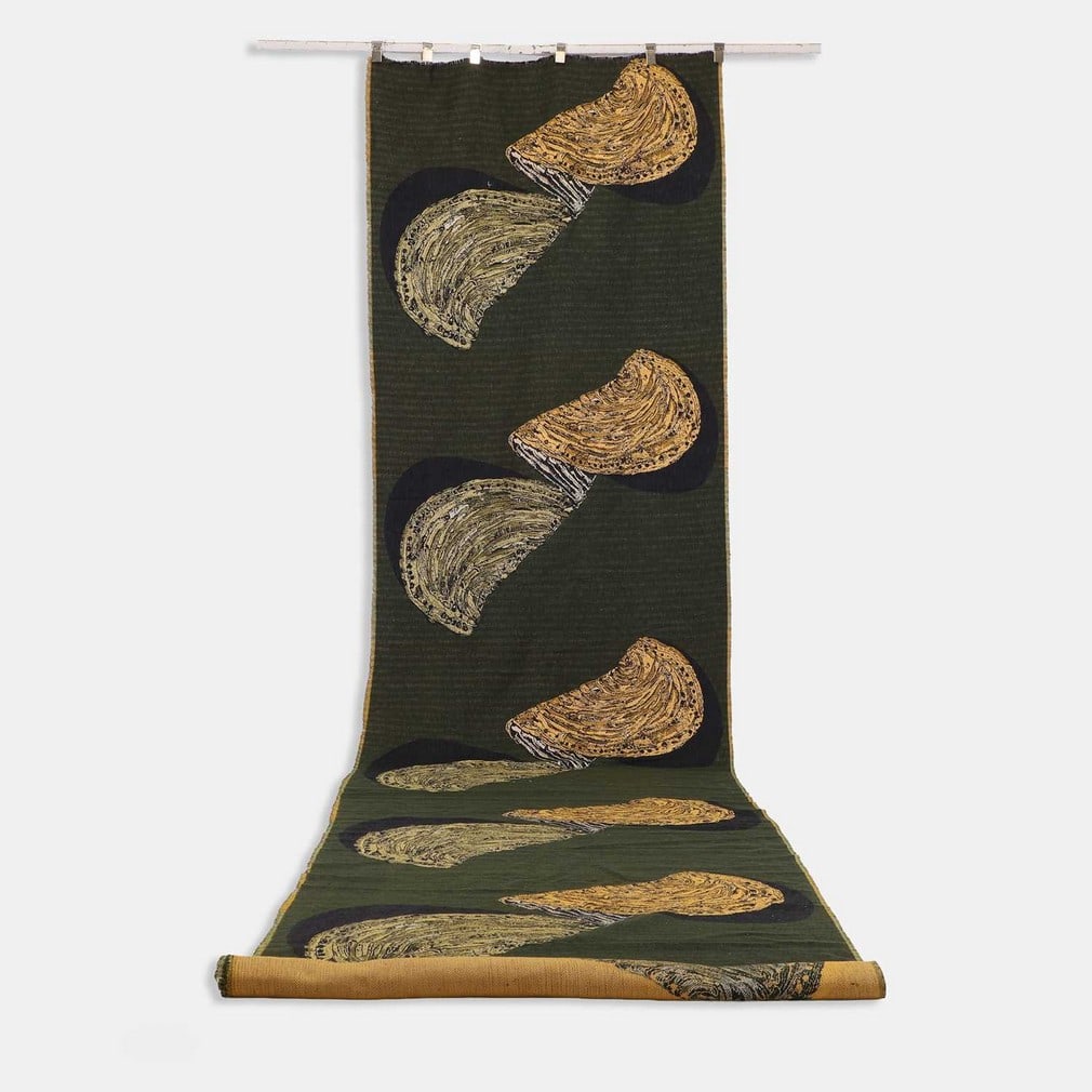 Anna Meyerson for Edinburgh Weavers, 'Agamemnon',: Anna Meyerson for Edinburgh Weavers, 'Agamemnon', designed in 1962, a jacquard weave furnishing fabric (130cm wide, 680cm long approximately) Condition Report: Fair overall, end frayed and not
