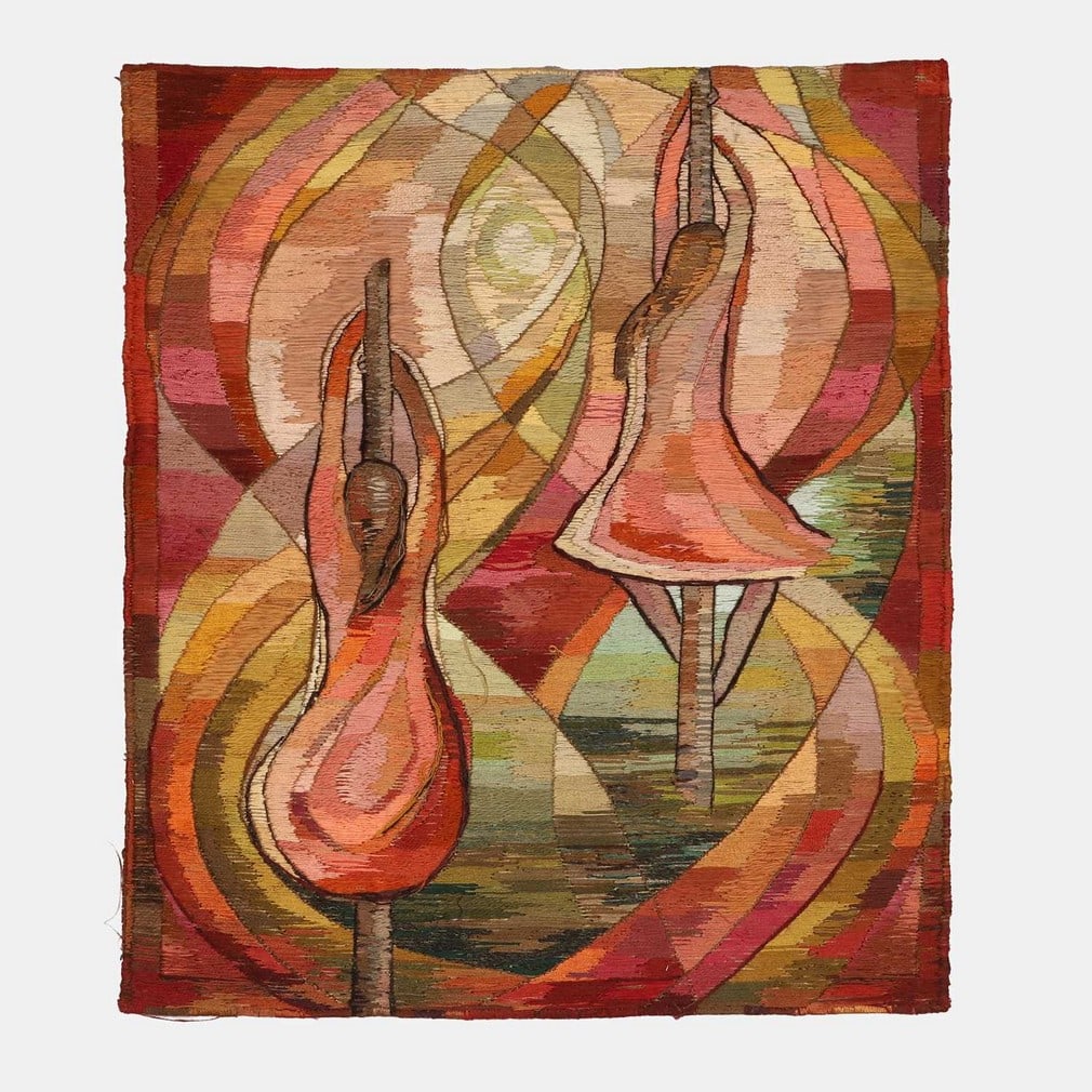 ▲ Miriam Sacks (South African-British, 1922-2004), 'Children Climbing',: ▲ Miriam Sacks (South African-British, 1922-2004), 'Children Climbing', 1979, a hand-sewn wool tapestry (67 x 57cm)