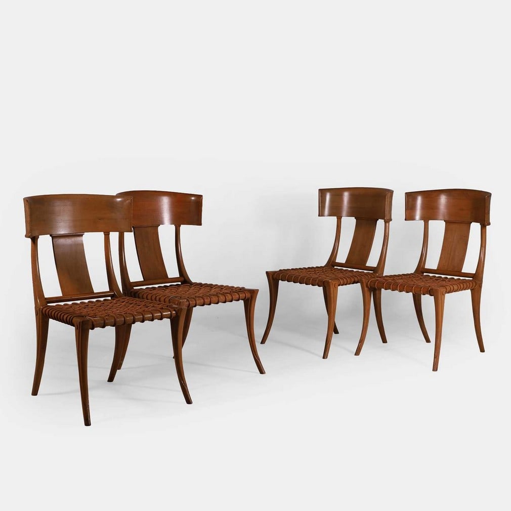 T H Robsjohn-Gibbings (British-American, 1903-1976), a set of four 'Klismos' chairs, (1 of 3)
