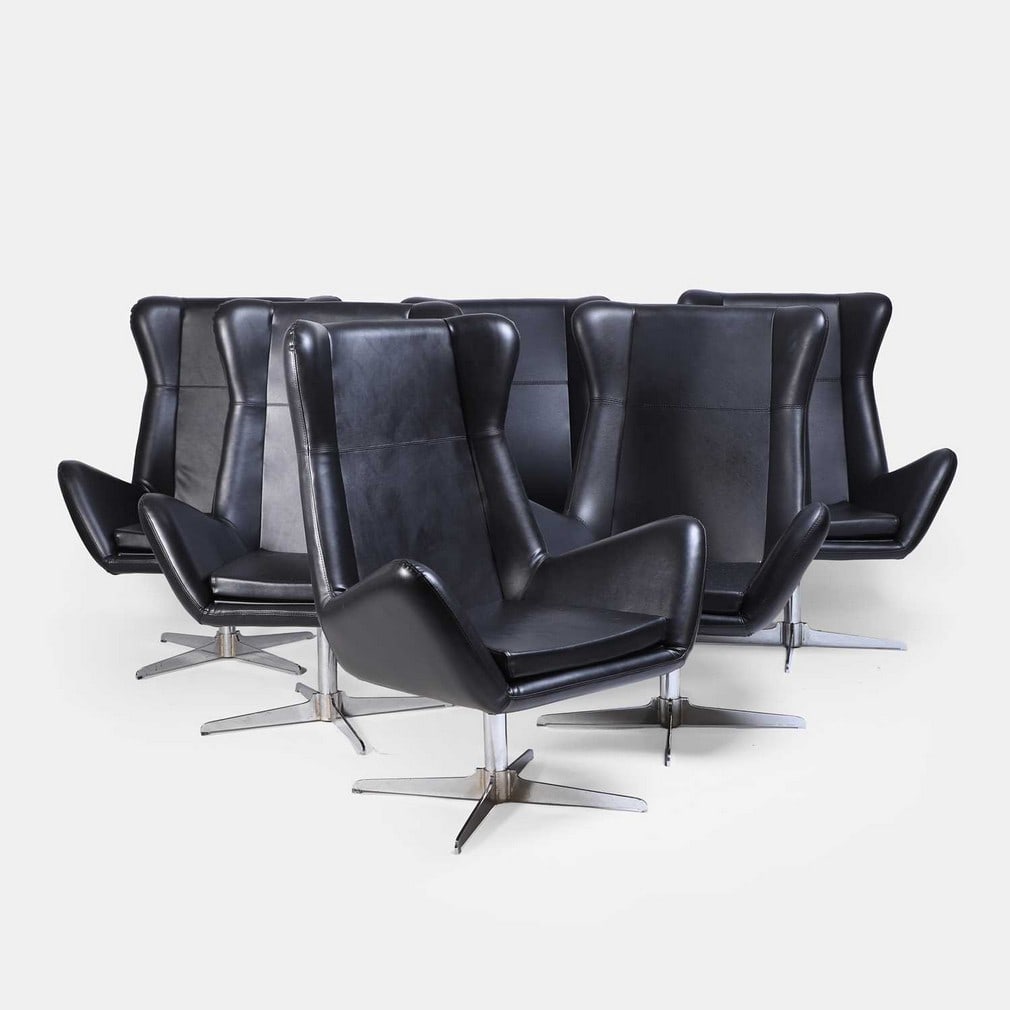 1970s, a set of six swivel chairs, (1 of 2)
