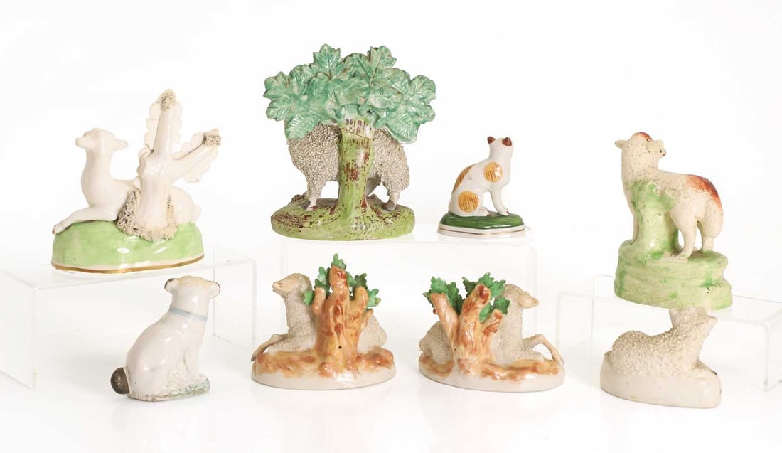 A collection of Staffordshire animals, - 2