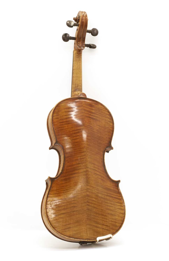 A cased maple wood violin, - 2