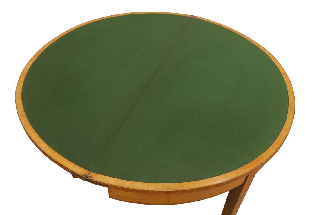A late George III satinwood card table, late 18th century, - 2