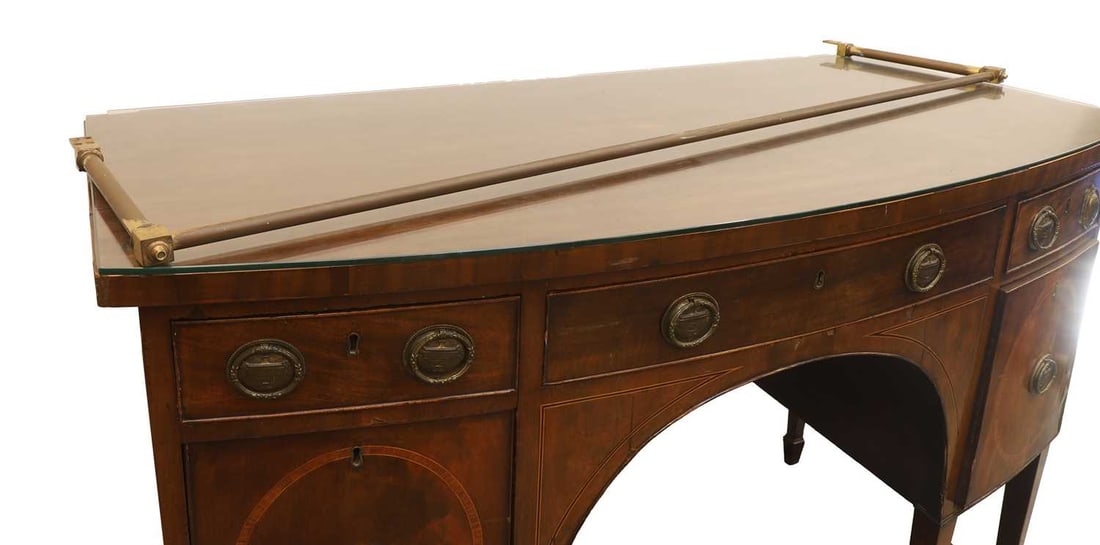 A George III mahogany bow front sideboard, circa 1820, - 2