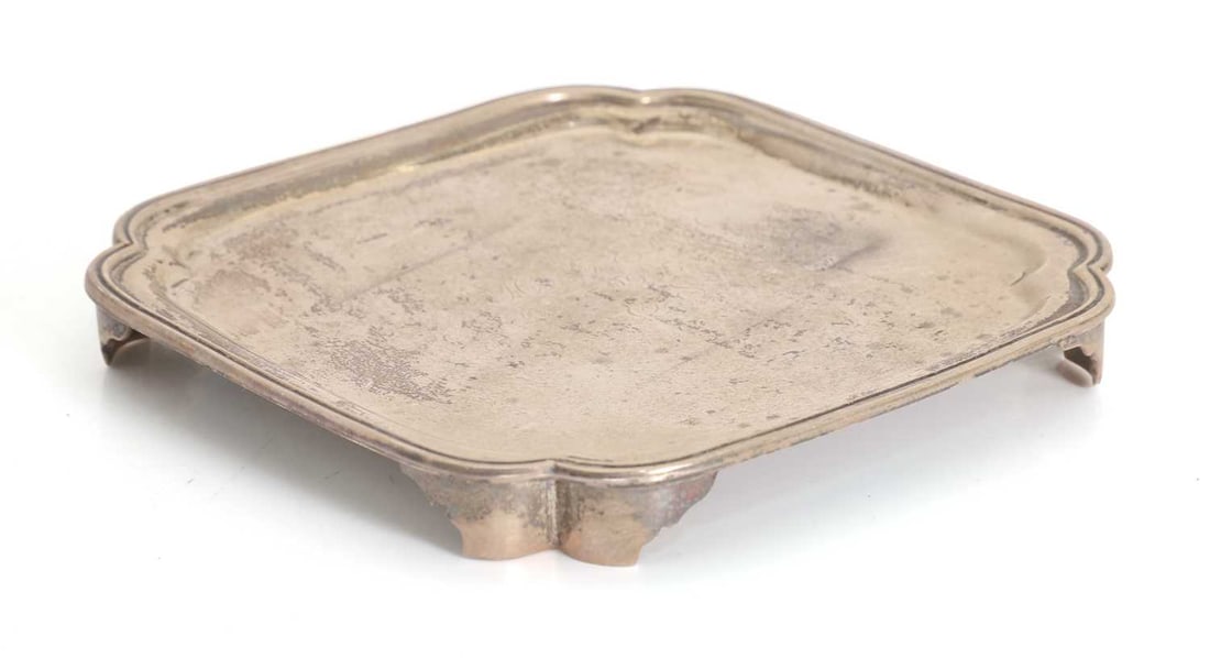 A silver card tray, - 2