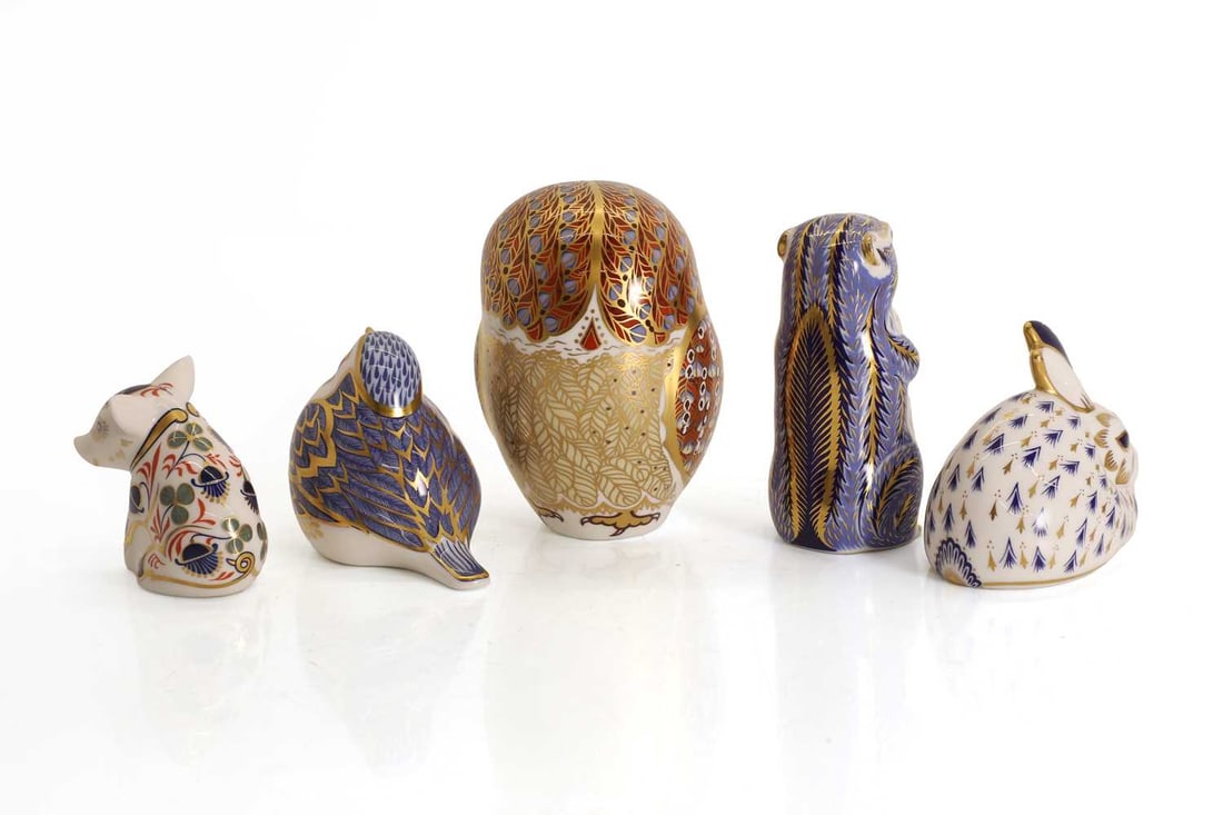 A collection of five Royal Crown Derby animal figures, of modern manufacture, - 2
