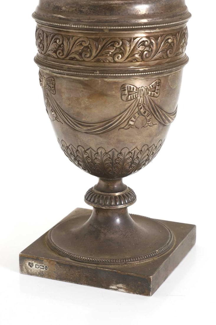 A silver cased oil lamp, - 2
