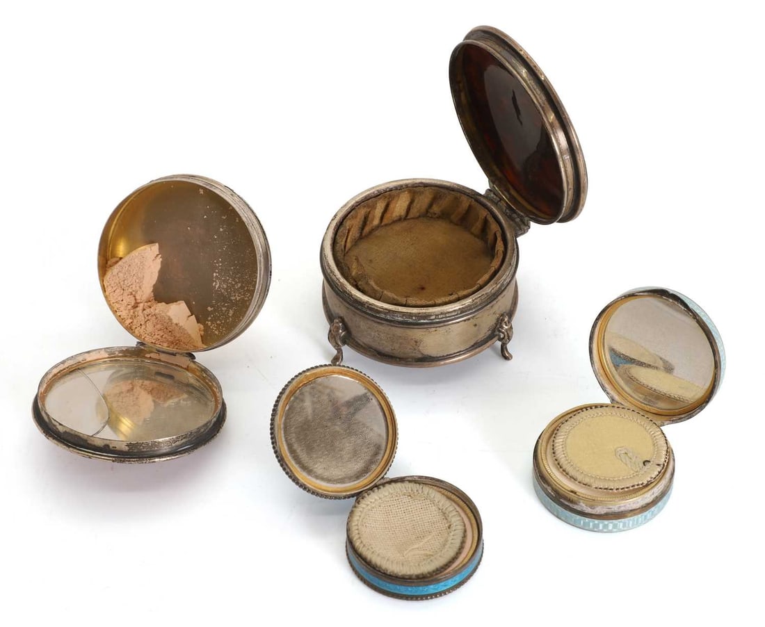A silver and tortoiseshell circular box and cover, - 2