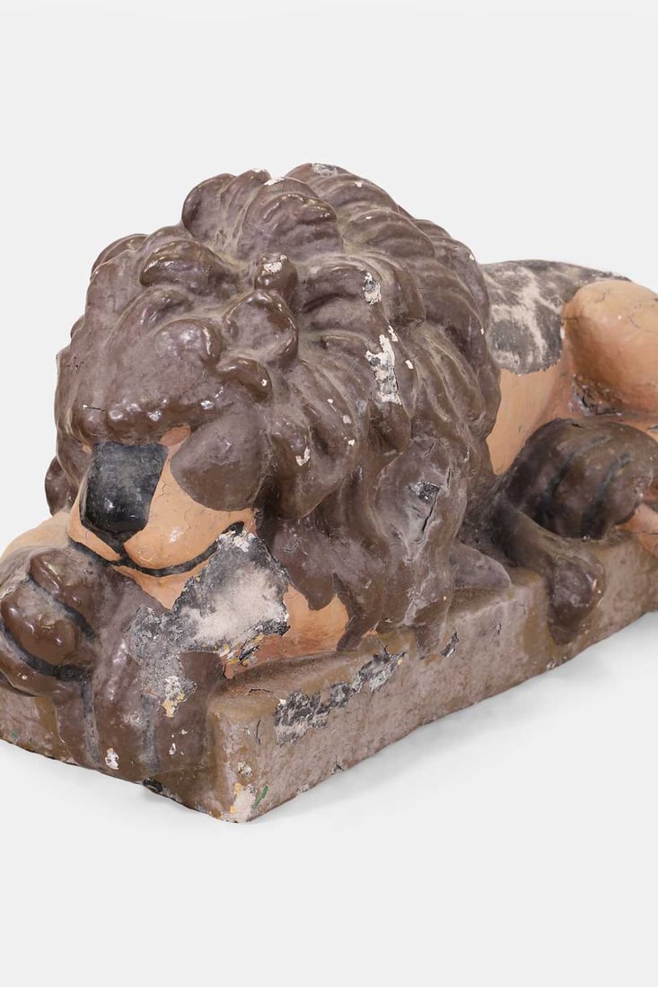 A pair of composition stone Canova lions, 20th century, - 2