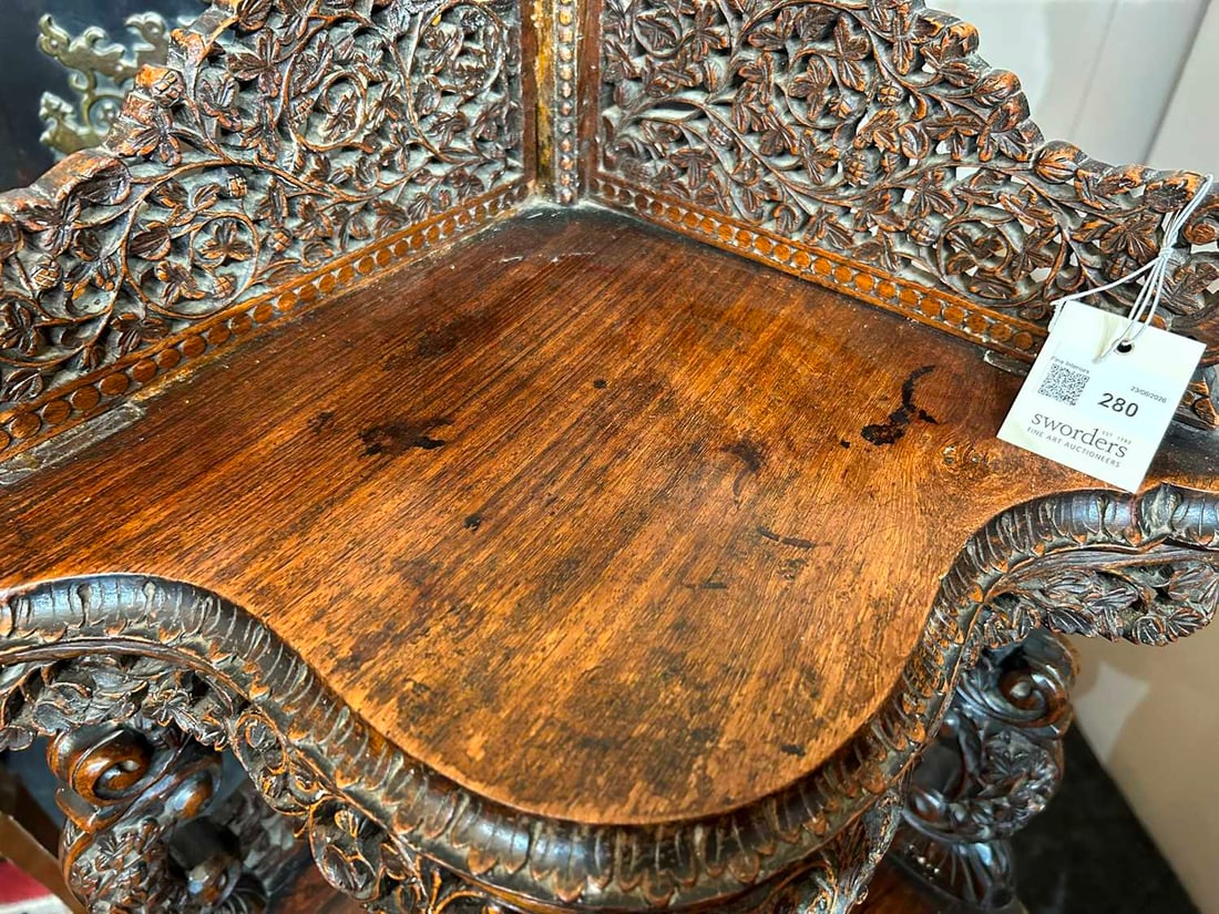 An Anglo-Indian hardwood corner étagère, late 19th century, - 13