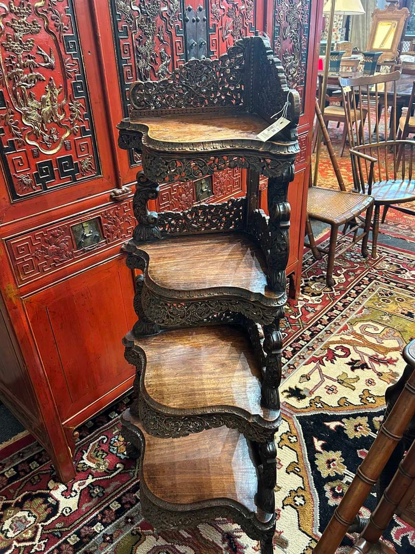 An Anglo-Indian hardwood corner étagère, late 19th century, - 15