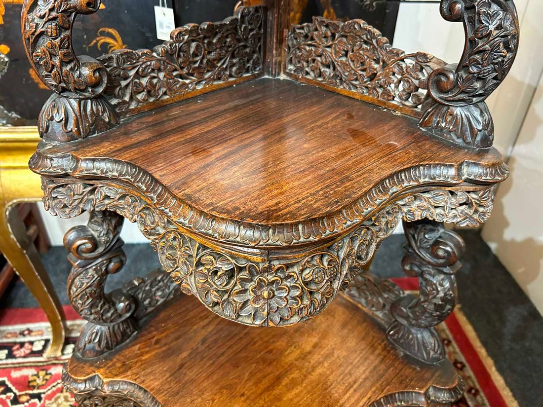 An Anglo-Indian hardwood corner étagère, late 19th century, - 5