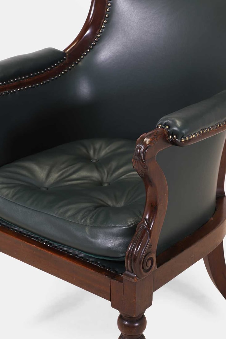 A George IV mahogany library bergère armchair, circa 1830, - 3