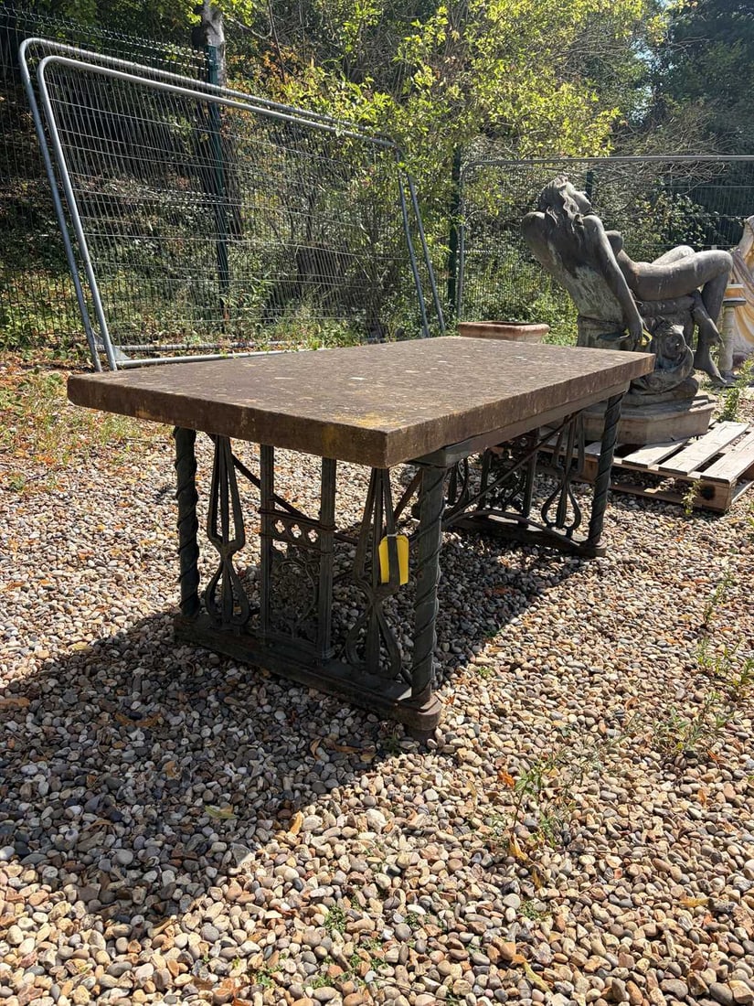 A cast iron garden table, late 19th century, - 5