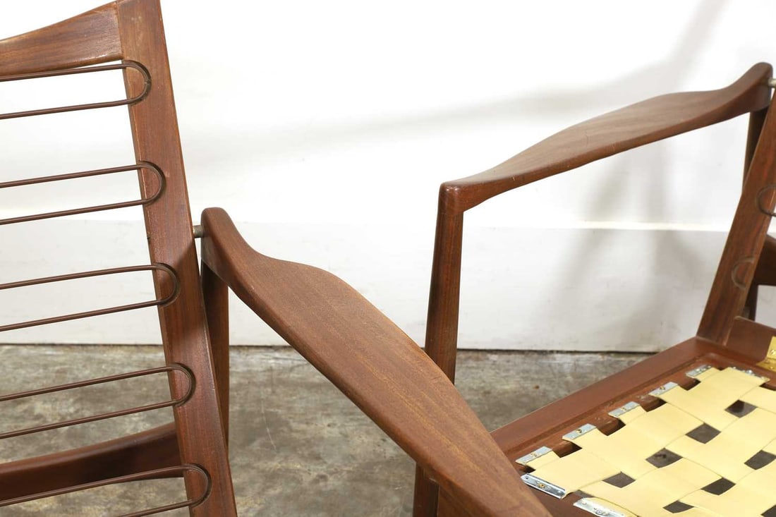 A pair of teak armchairs, circa 1960s, - 2