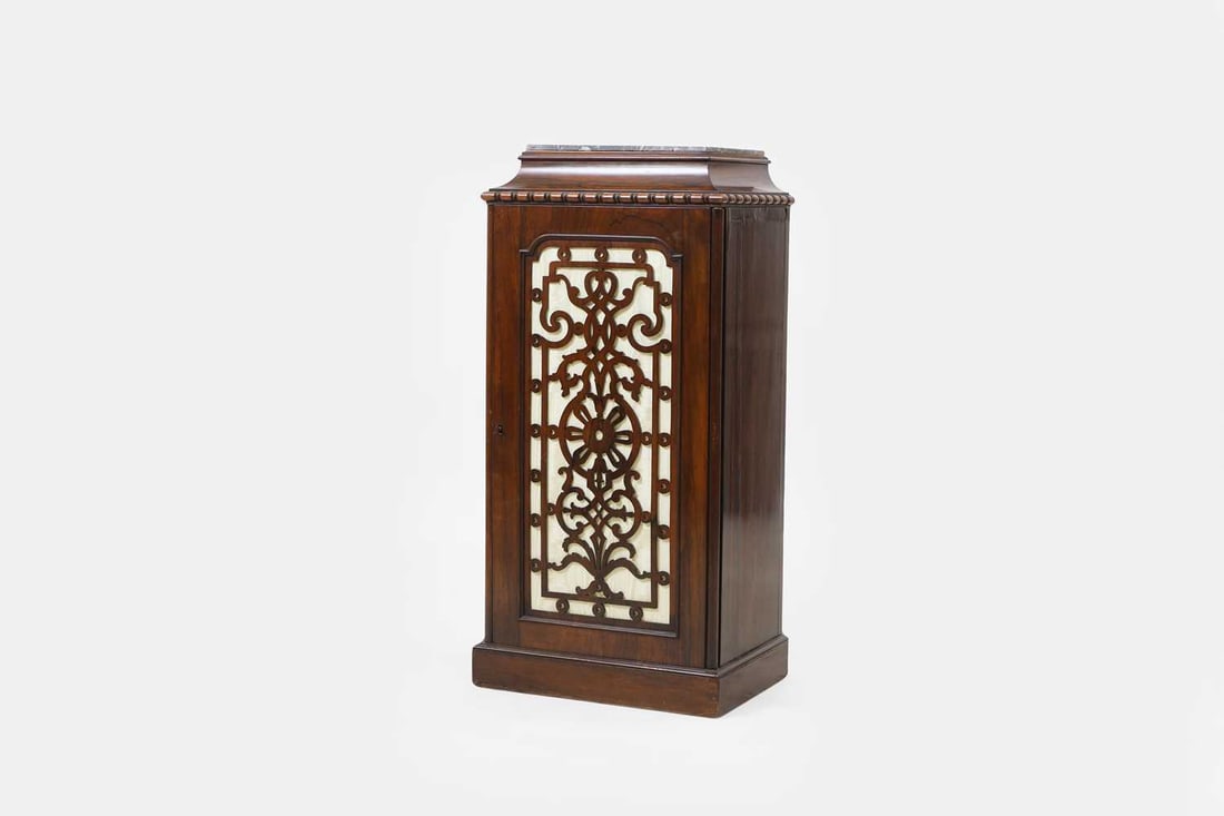 A Victorian marble-topped rosewood cabinet, late 19th century, - 2