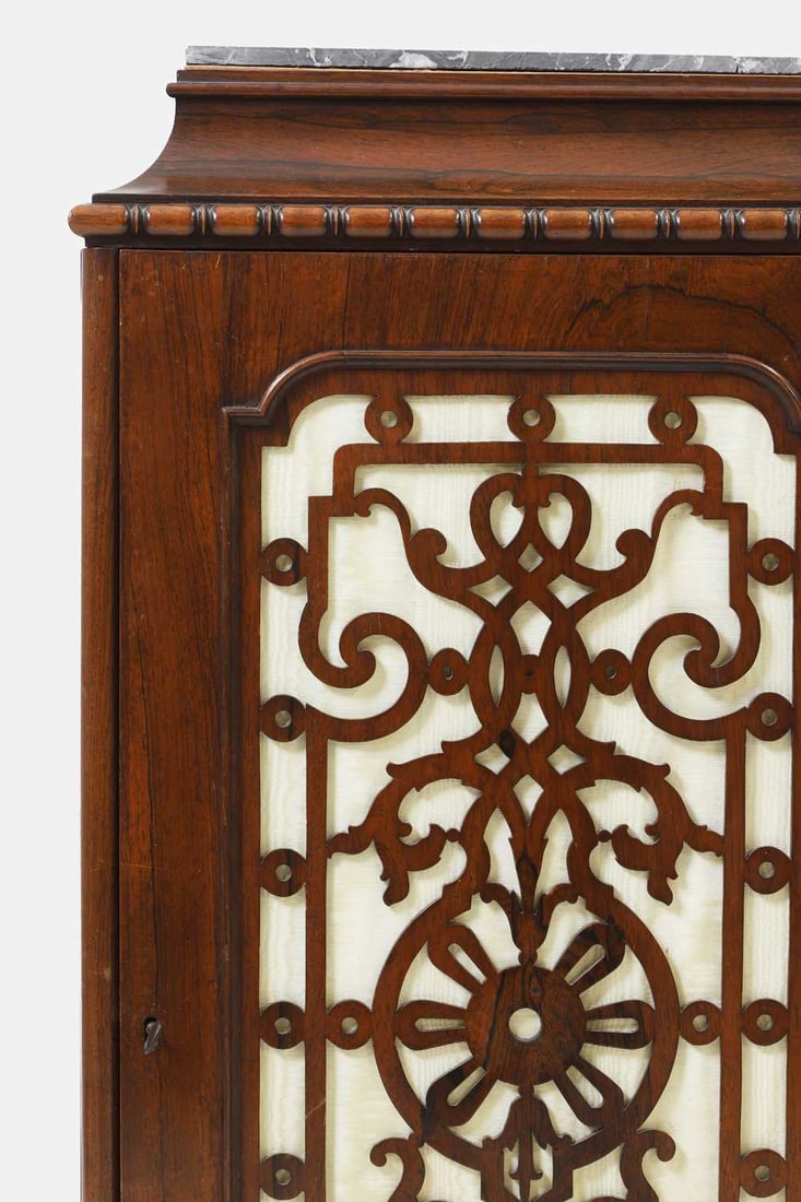 A Victorian marble-topped rosewood cabinet, late 19th century, - 3