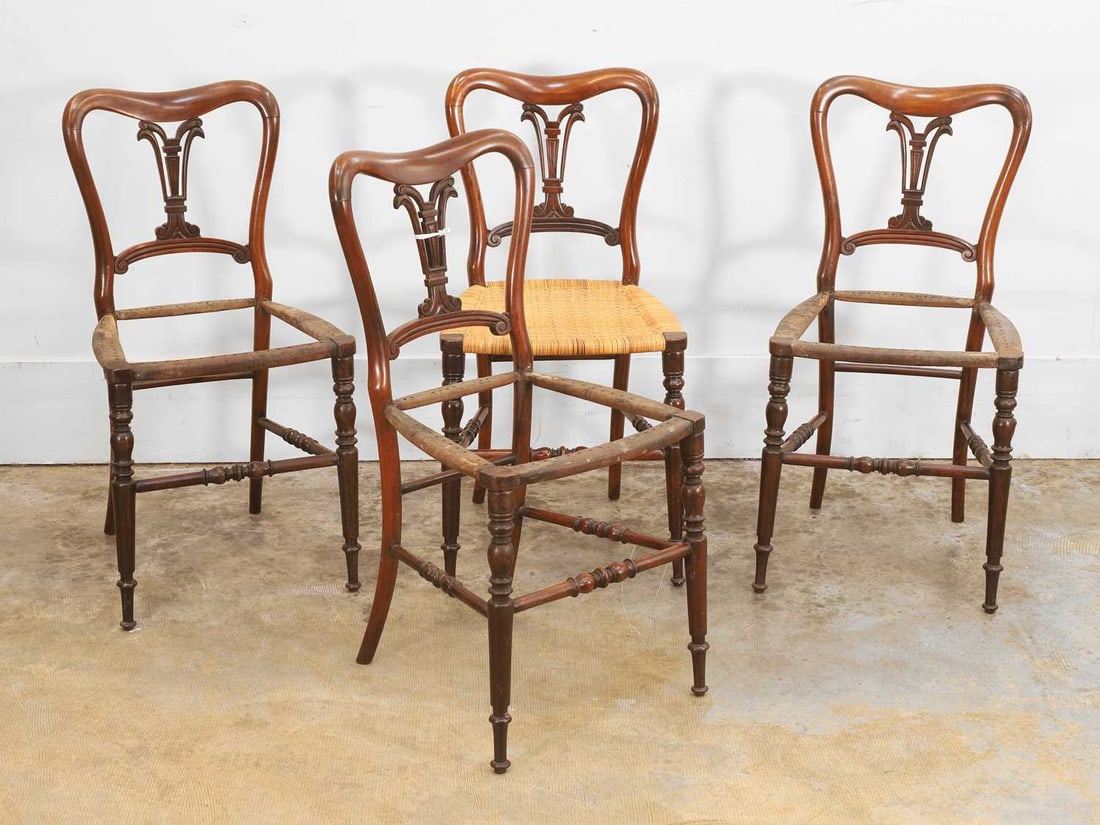 A set of four mahogany side chairs, (1 of 2)