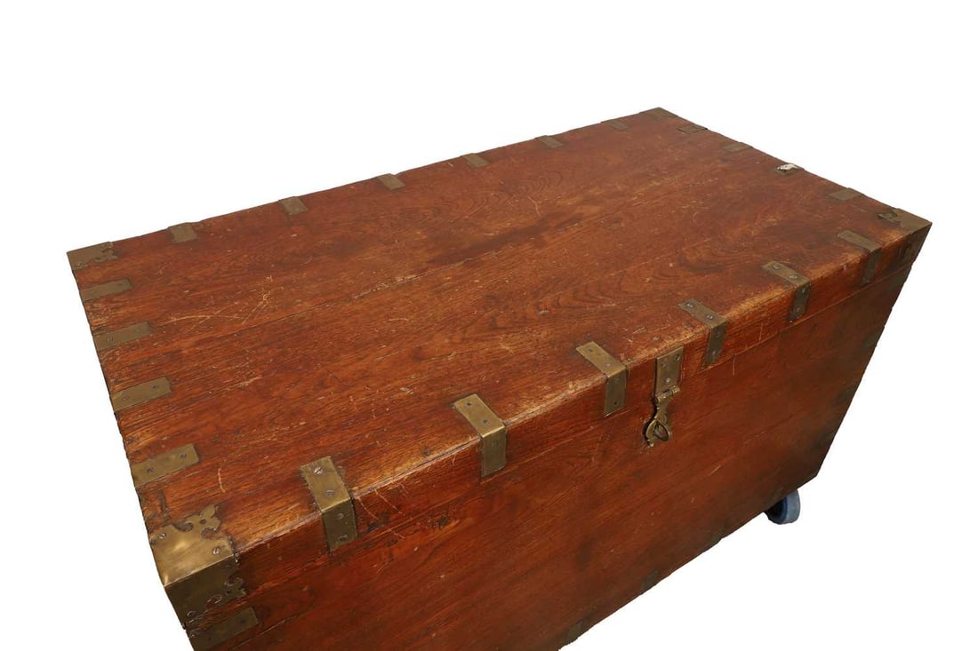 An export brass-bound chest, 20th century, - 2