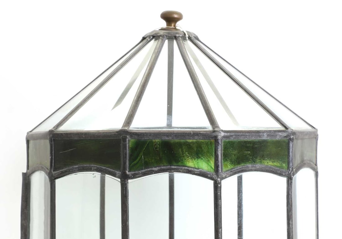 A lead and glass terrarium, 20th century, - 2